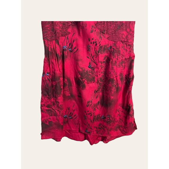 Free People Red Cold-Shoulder Floral Abstract Mini Dress Size 4 - Picture 5 of 12